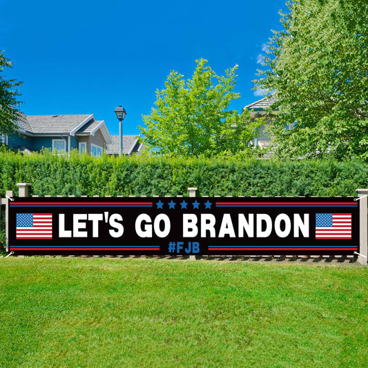 T1heu Let's Go Brandon Banner FJB Backdrop Banner with 4 Grommets 1.6 x 9.8 FT Large Tapestry Party Funny Banner Decor Photo Props for Indoor Outdoor Porch Balcony Backyard Lawn Garden